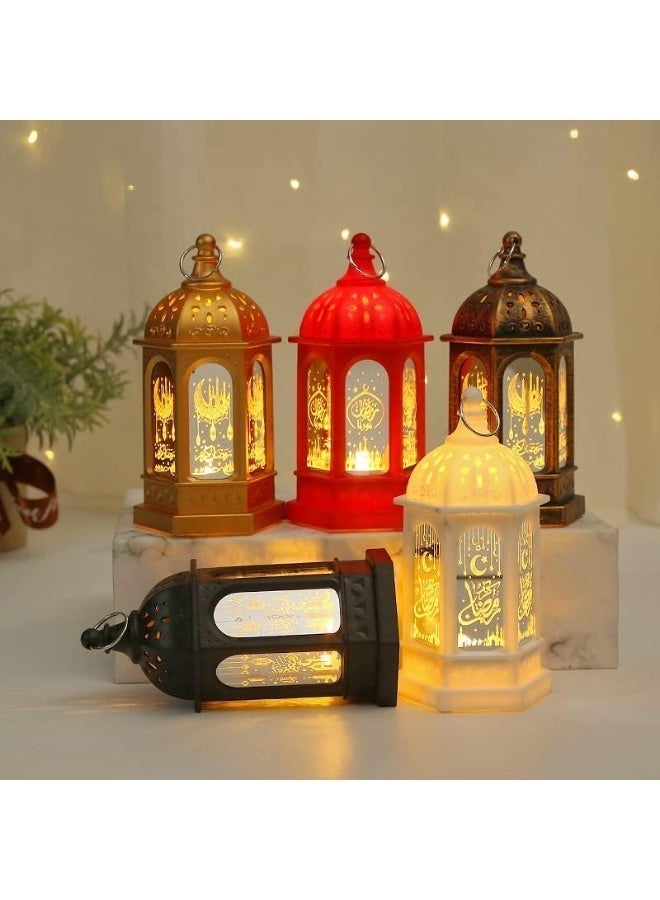 سوفام 5 PCS رمضان شمعة الفانوس, ليد عيد مبارك الفوانيس رمضان مبارك الفوانيس زخرفية نجمة القمر رمضان أضواء كريم, ليد فينتاج زخرفة الفوانيس المعلقة ديكور الحزب المنزلي - Image 4